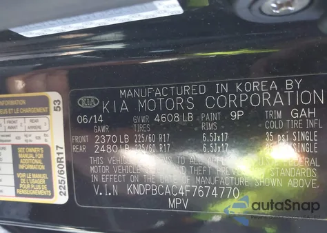 2015 Kia Sportage Lx z USA, uszkodzony, nr VIN KNDPBCAC4F7674770